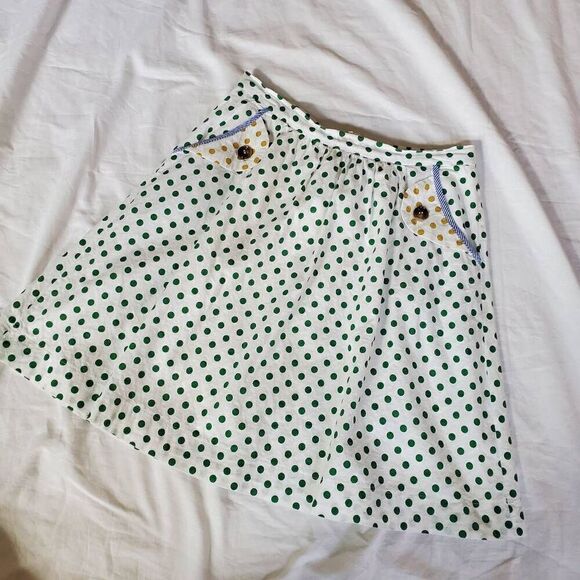 Tulip White Polkadot Cotton Blend Skirt - Size Large - Picture 6 of 15